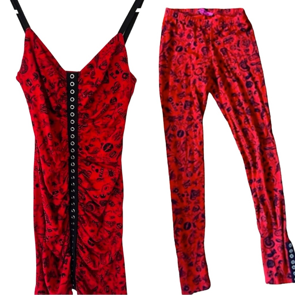 - bug print leggings and dress. Y2K Vintage Betsey Johnson